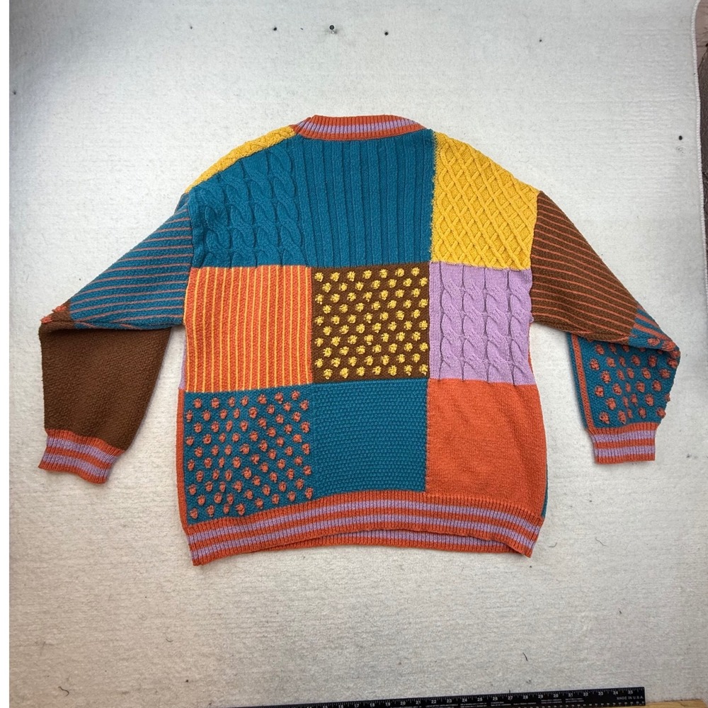 Cider Patchwork Cable Knit Sweater cozy boho Kidc… - image 5